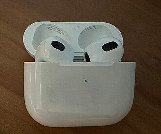 Third generation AirPods in their charging case